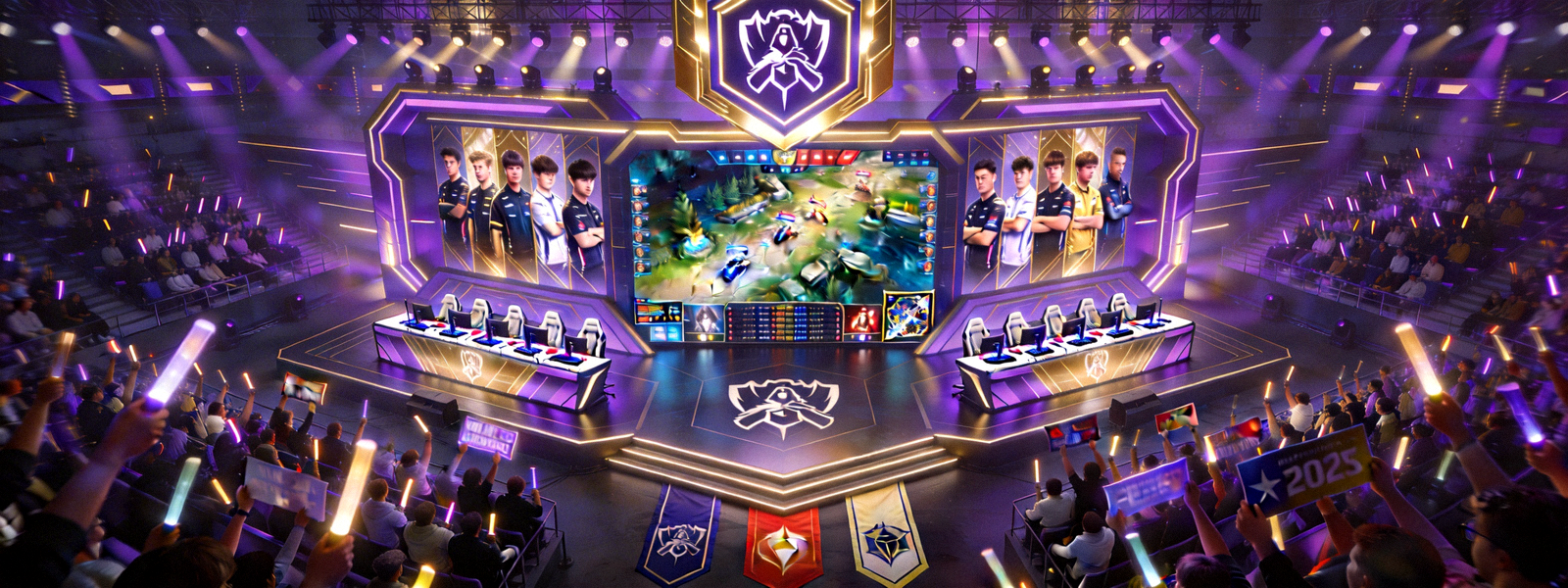 电竞大赛现场火热氛围 - 英雄联盟全球总决赛舞台